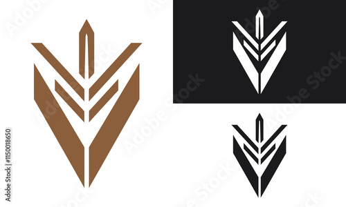 Minimal Arrow & Diamond Line Art for Game Logo.