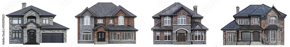 Colonial style house architecture png cut out element set, transparent background Colonial style house architecture png cut out element set, transparent background