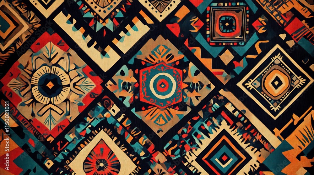 Fabric pattern made up of geometric shapes, vector Fabric pattern made up of geometric shapes, vector