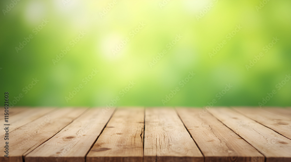 empty wooden table with blurred spring background empty wooden table with blurred spring background