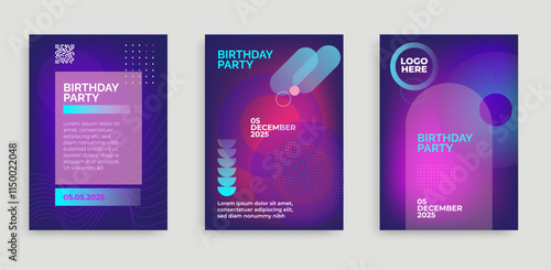 Birthday party flyer. Abstract background with geometric shapes