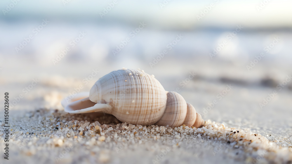 Close-Up of Seashell on Sandy Beach Close-Up of Seashell on Sandy Beach