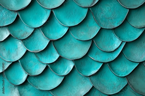 Wallpaper Mural Textured teal scales create a vibrant visual effect with smooth curves and varying shades Torontodigital.ca