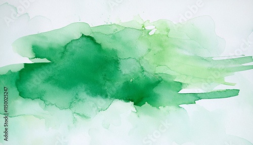 Wallpaper Mural 淡い緑色の水彩が白い紙に広がり、爽やかで清々しい印象を与える背景。
 Torontodigital.ca