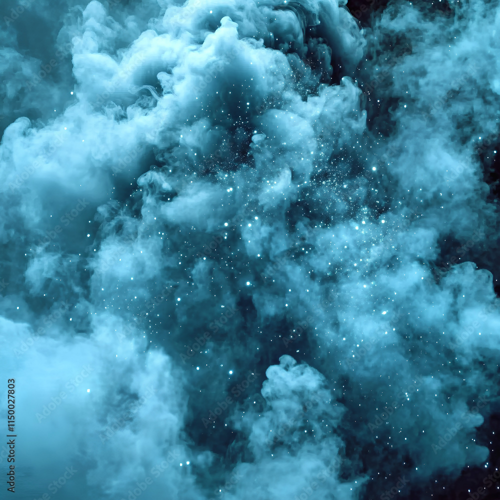 Fototapeta premium Fantastic blue smoke background.