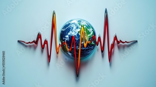 Planet Earth Heartbeat  Climate Change  Global Warming Concept photo