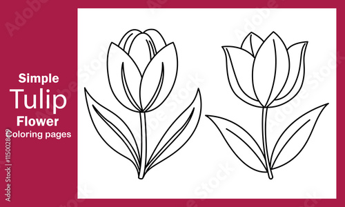 "Simple Tulip Flower Coloring Pages - Beautiful and Easy Designs for Relaxation and Creativity"