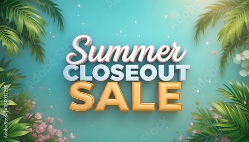 Summer Closeout Sale - 3D Text with Tropical Design