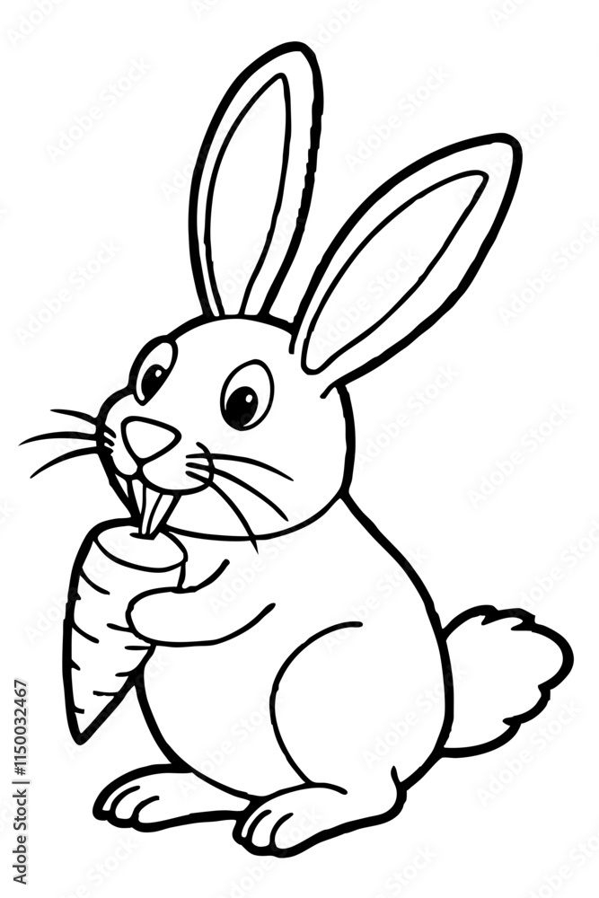 A friendly rabbit munching on a carrot illustration perfect for nature and wildlife enthusiasts. A friendly rabbit munching on a carrot illustration perfect for nature and wildlife enthusiasts.