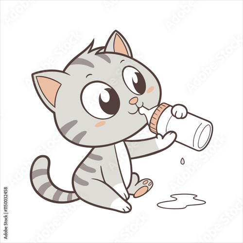 Playful Kitten with a Ball of Yarn - Cute Cat Clip art