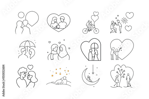 Romantic Valentine Couple Sketches - Vector Bundle