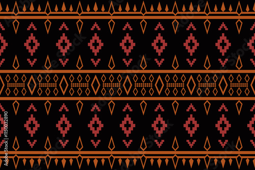 Geometric and cross stitch traditional ethnic pattern.floral pixel art embroidery. Elegance background abstract Aztec seamless pattern for fabric,cloth,dress,carpet,curtain,sarong,batik,wallpaper.