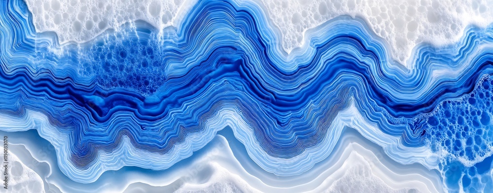 Fototapeta premium Mesmerizing Abstract Blue Waves and Curves Fluid Marble Digital Artwork Pattern