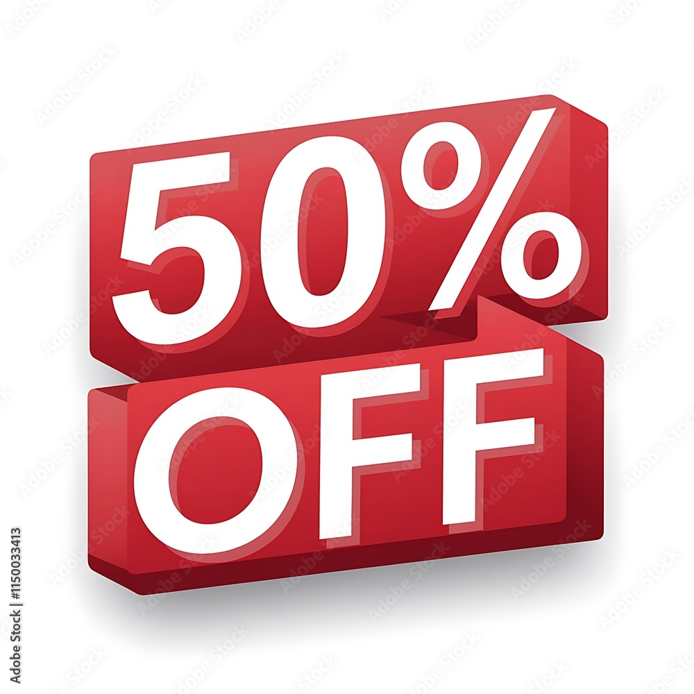 50 percent discount, promotional 3d vector design Special offer Red Web Label 50 percent discount, promotional 3d vector design Special offer Red Web Label