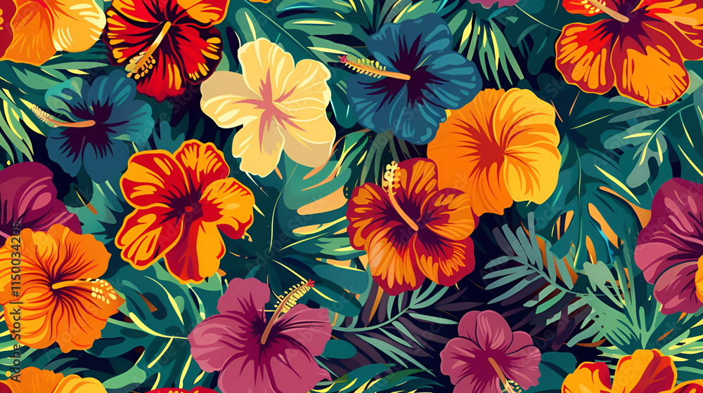 Hawaiian brilliant colors patterns seamless Hawaiian brilliant colors patterns seamless