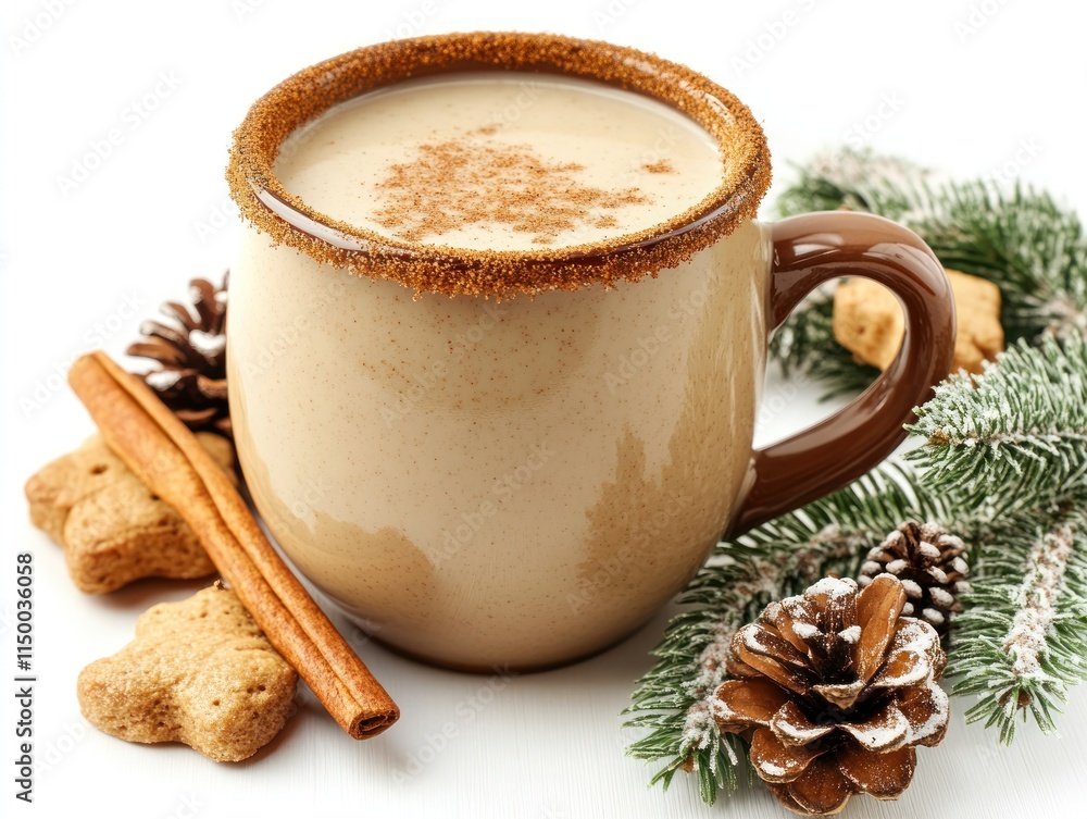 A cozy holiday drink with spices, cookies, and festive decorations. A cozy holiday drink with spices, cookies, and festive decorations.