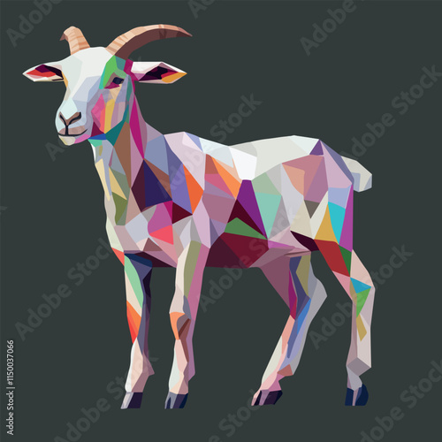 Colorful Low Poly Goat Vector illustration on isolated background