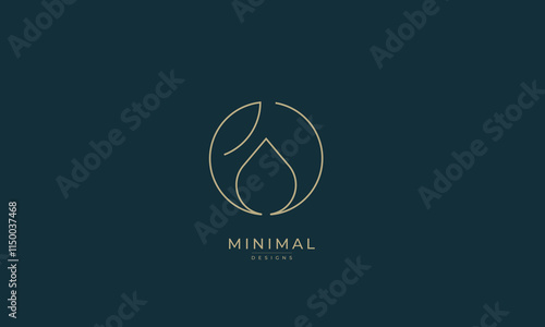 Minimal Leaf logo with water drop or oil drop