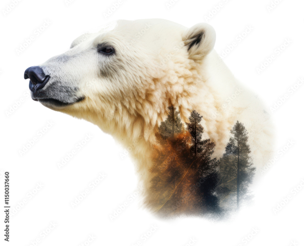 Fototapeta premium PNG A polar bear and climate change wildlife portrait animal.