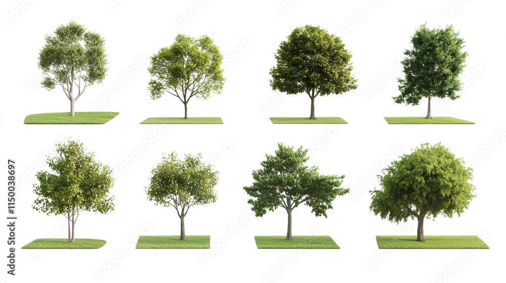 Fototapeta premium Diverse tree varieties on transparency background nature scene graphic design outdoor setting artistic viewpoint