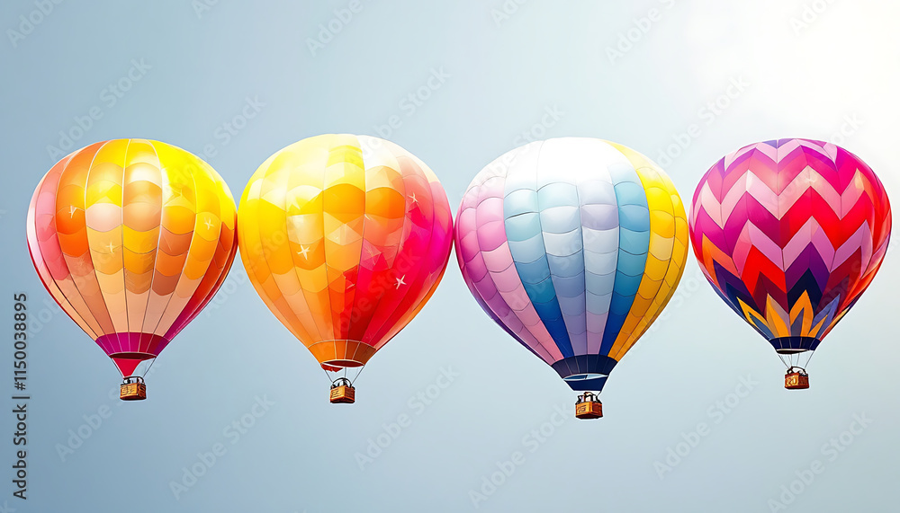 Fototapeta premium Colorful Air Balloons Set Isolated on Transparent Background for Festive Decor