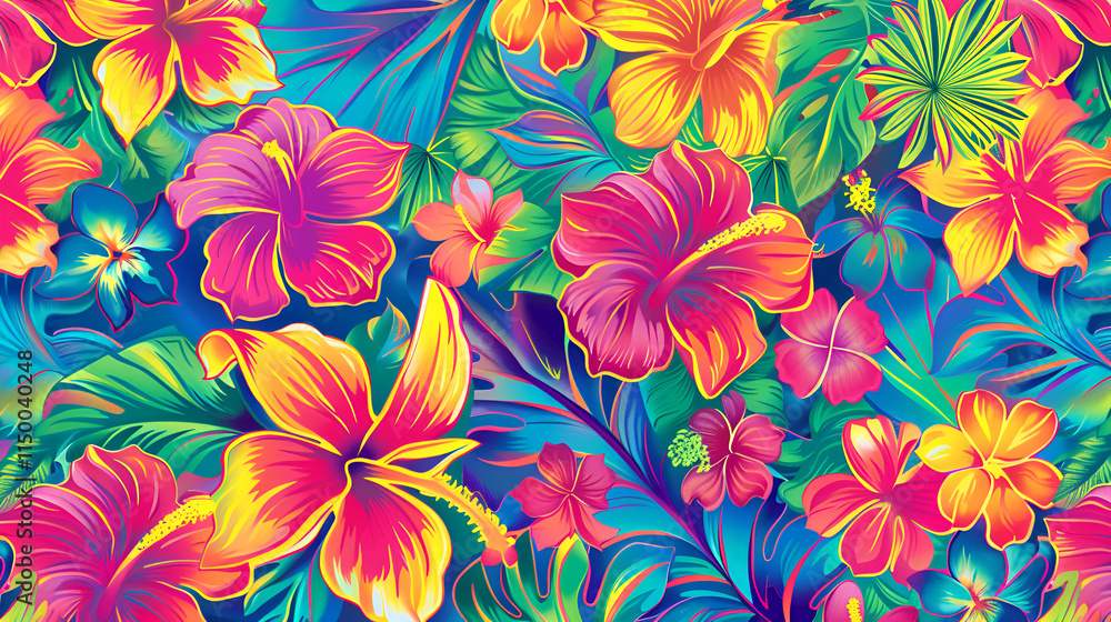 Hawaiian brilliant colors patterns seamless Hawaiian brilliant colors patterns seamless