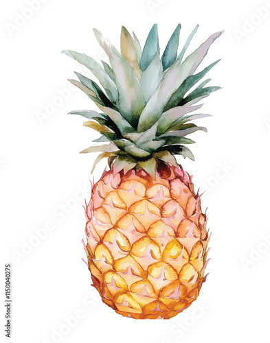 Watercolor vector illustration Pineapple Beautiful tropical fruit illustration for foodies and art lovers