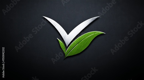 Eco Friendly Metal Leaf Logo Design on Black photo