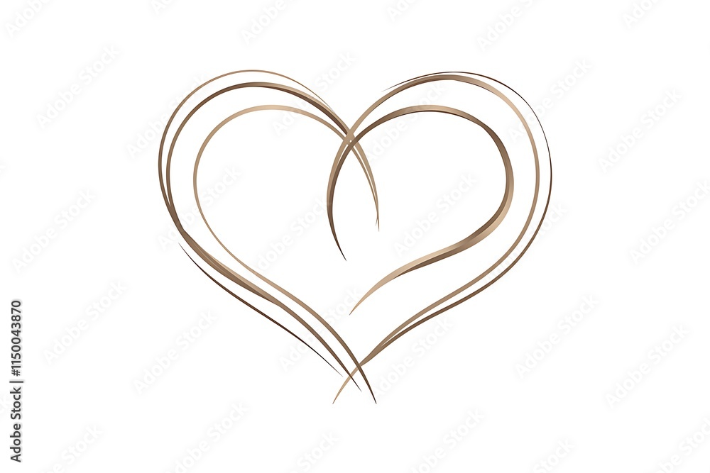 Elegant Brown Swirl Heart Design, Romantic Love Symbol Elegant Brown Swirl Heart Design, Romantic Love Symbol