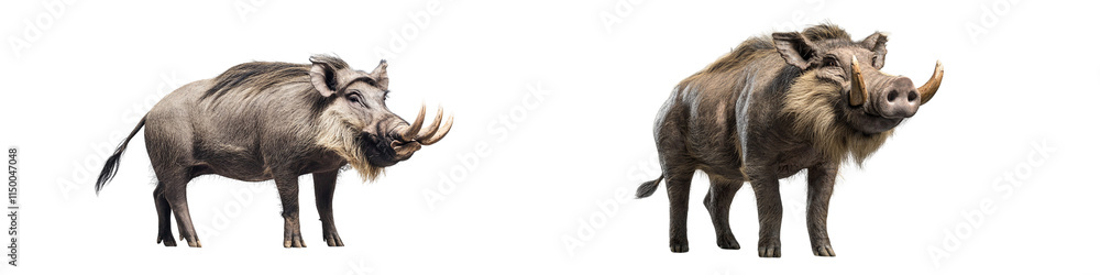 Fototapeta premium Two wild boars standing next to each other