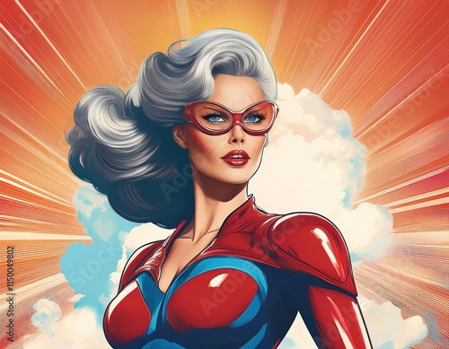 Obraz na płótnie Vintage Retro 50s background super woman action hero pop art design w salonie