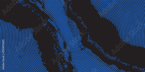 Distressed background in black and blue texture with dark spots, scratches and lines. Abstract illustration.