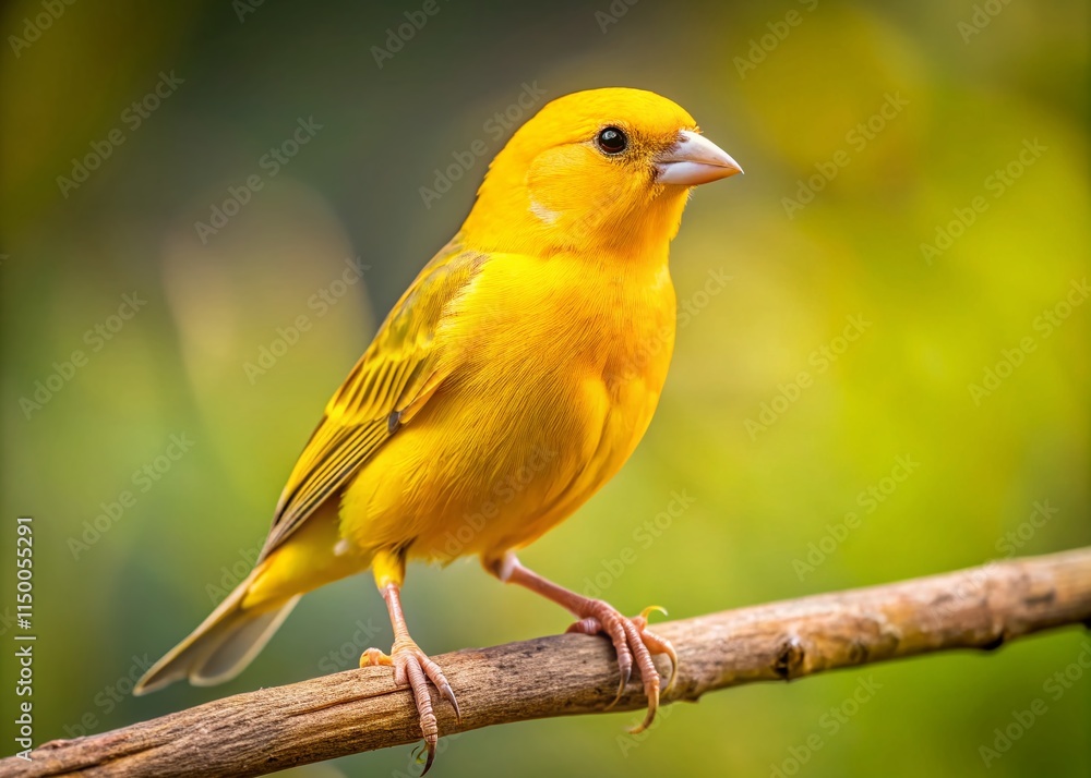 Yellow Canary Bird Crithagra flaviventris perched on branch, South African wildlife, nature photography. Yellow Canary Bird Crithagra flaviventris perched on branch, South African wildlife, nature photography.