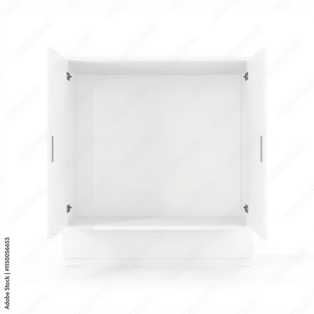 White and modern minimalist open closet in an empty room White and modern minimalist open closet in an empty room