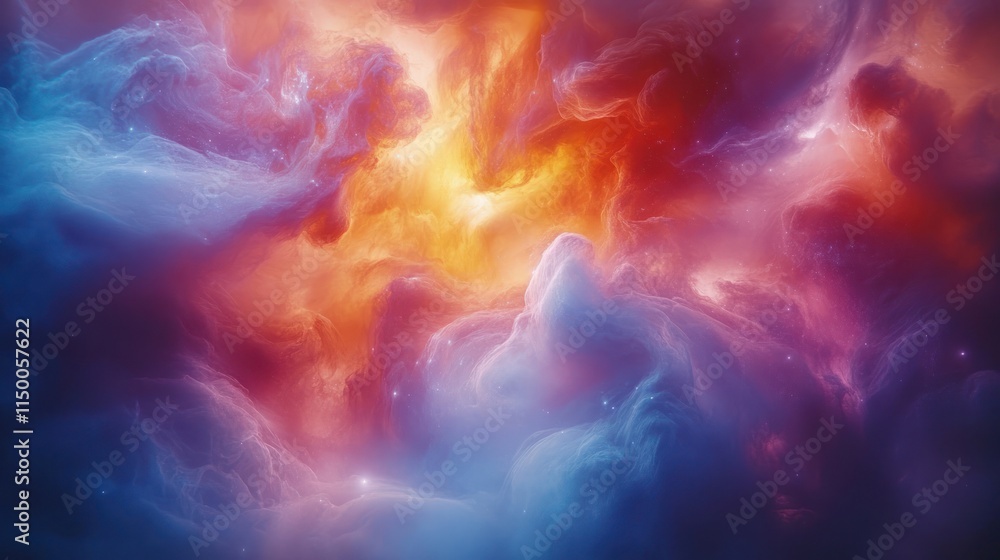 Fototapeta premium Abstract cosmic nebula swirling in vibrant colors.