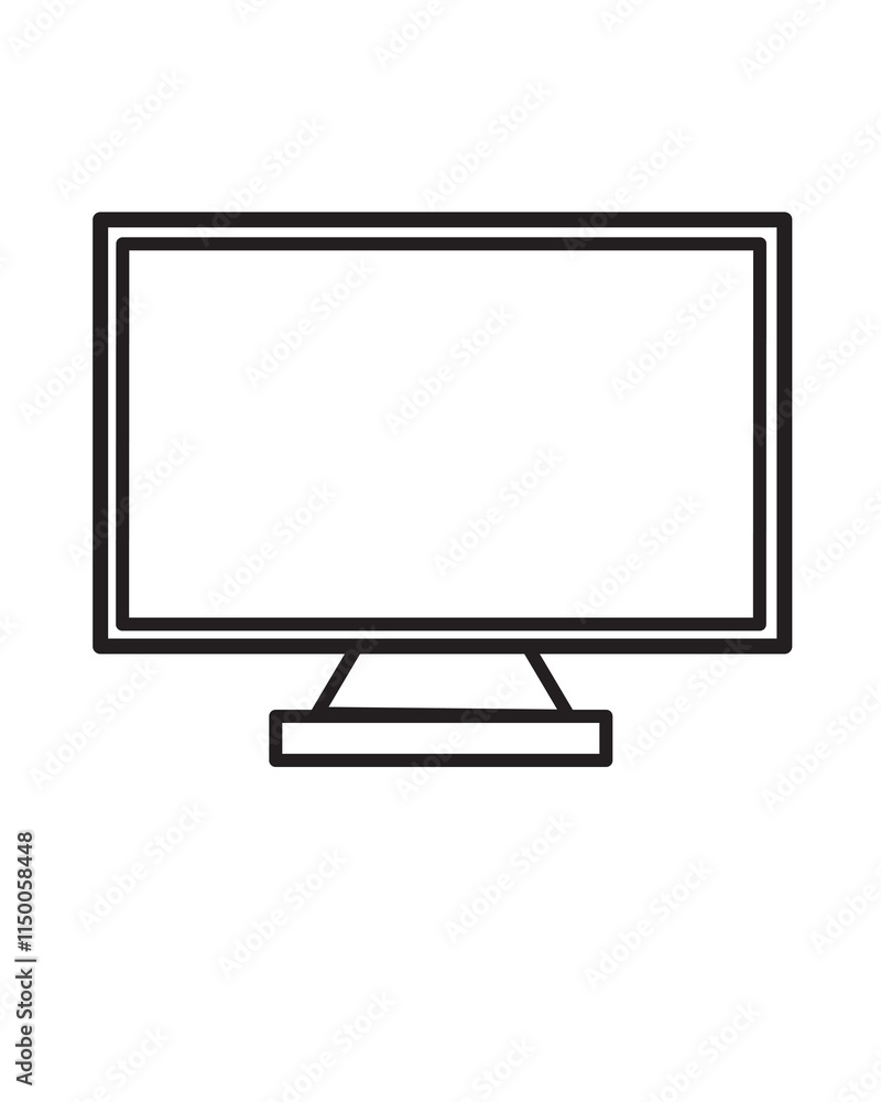 Computer monitor icon vector black and white Computer monitor icon vector black and white