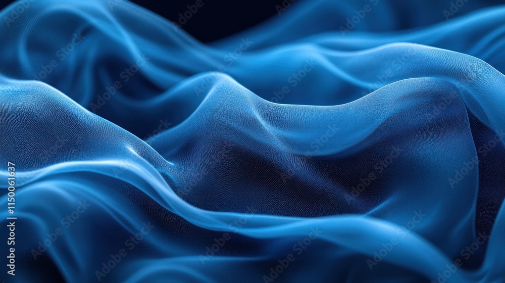 Fototapeta premium Abstract flowing blue fabric texture.