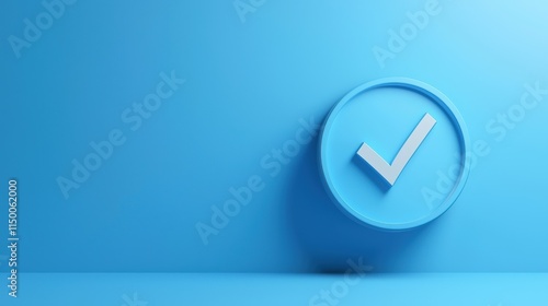 Blue calendar icon with check mark digital design concept photo