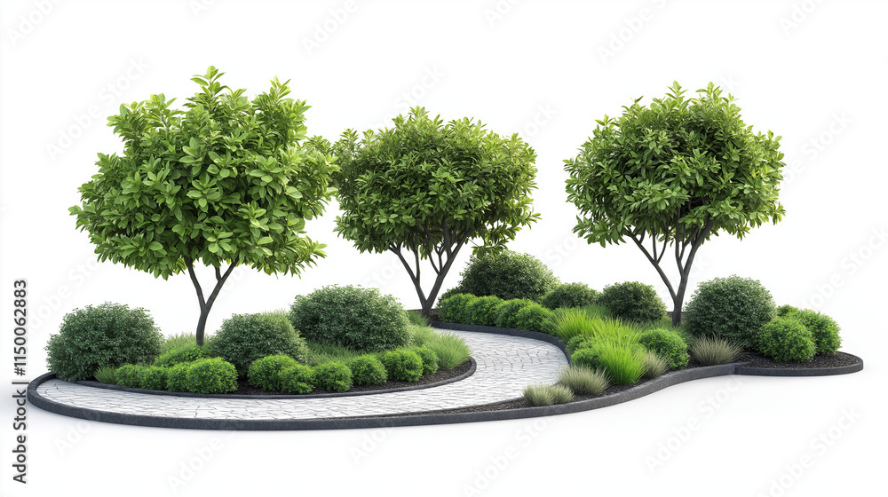 Obraz premium Circular Stone Pavers in Modern Garden Design – Isolated Landscape Elements