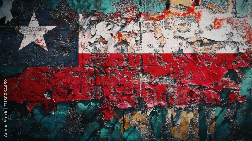 Fototapeta premium Los Angeles City flag overlayed on a street art mural background.