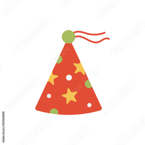 Red Party Hat with Stars and Polka Dots