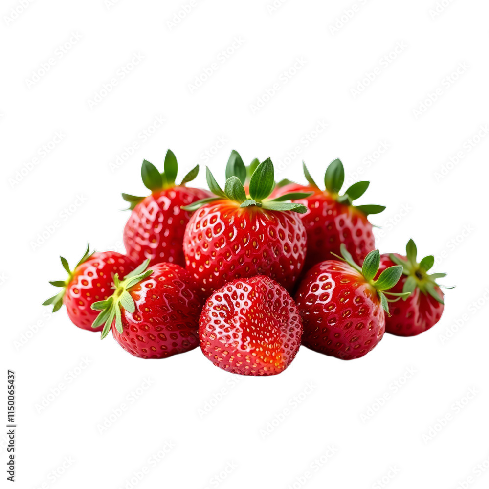 Bright red strawberries with green leaves on a black background Bright red strawberries with green leaves on a black background