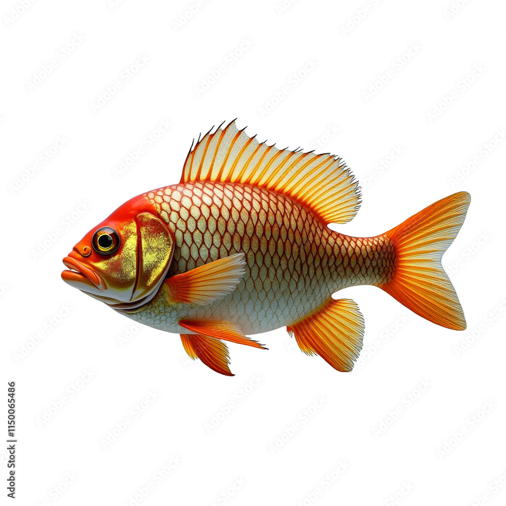 Fototapeta premium Red gold fish in black background