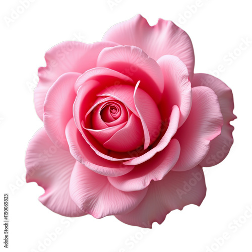 Pink rose with a spiral center on black background or Single pink flower in bloom