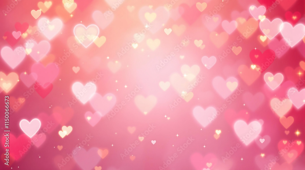 Bokeh heart shaped light on the sparkling light Valentine's day background Bokeh heart shaped light on the sparkling light Valentine's day background