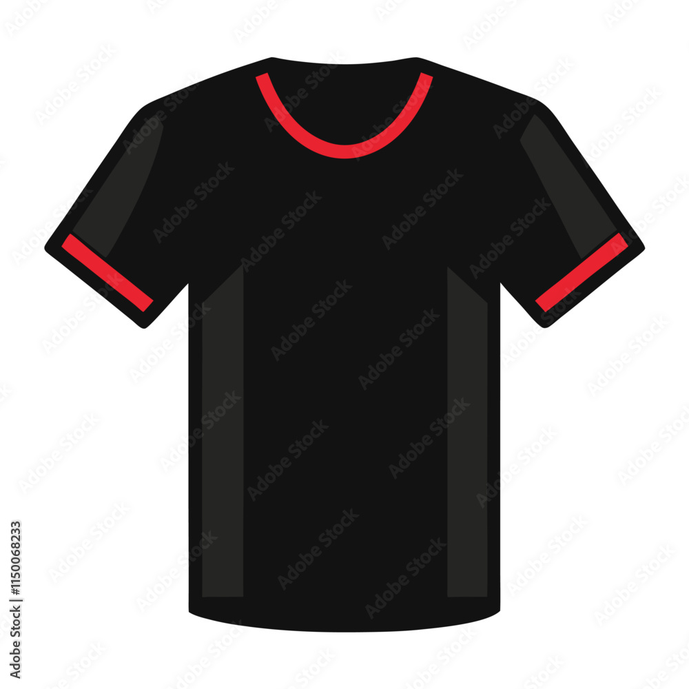 Black TShirt Design Template Red Accents, Simple Style. Black TShirt Design Template Red Accents, Simple Style.