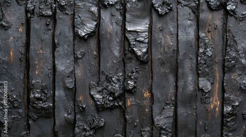 Charred Wooden Planks Blackened Texture Surface photo