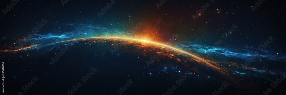 Galaxy Earth Horizon Glow Banner and Background Galaxy Earth Horizon Glow Banner and Background
