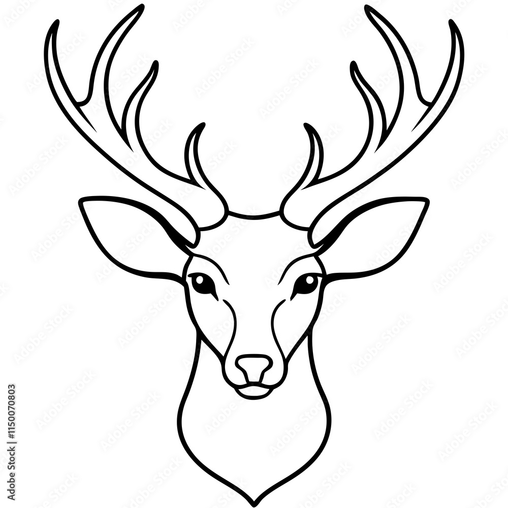 deer-head-silhouette-vector-line-art-on-white-back deer-head-silhouette-vector-line-art-on-white-back