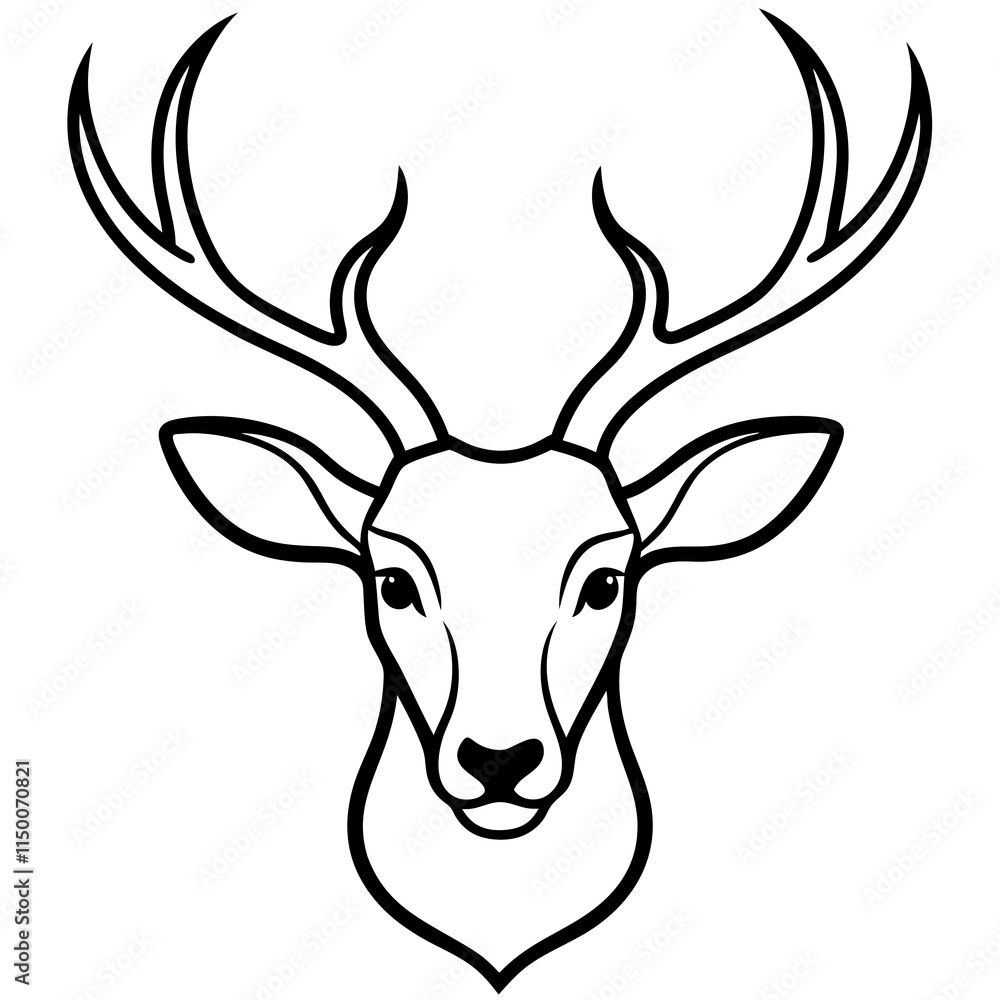 deer-head-silhouette-vector-line-art-on-white-back deer-head-silhouette-vector-line-art-on-white-back